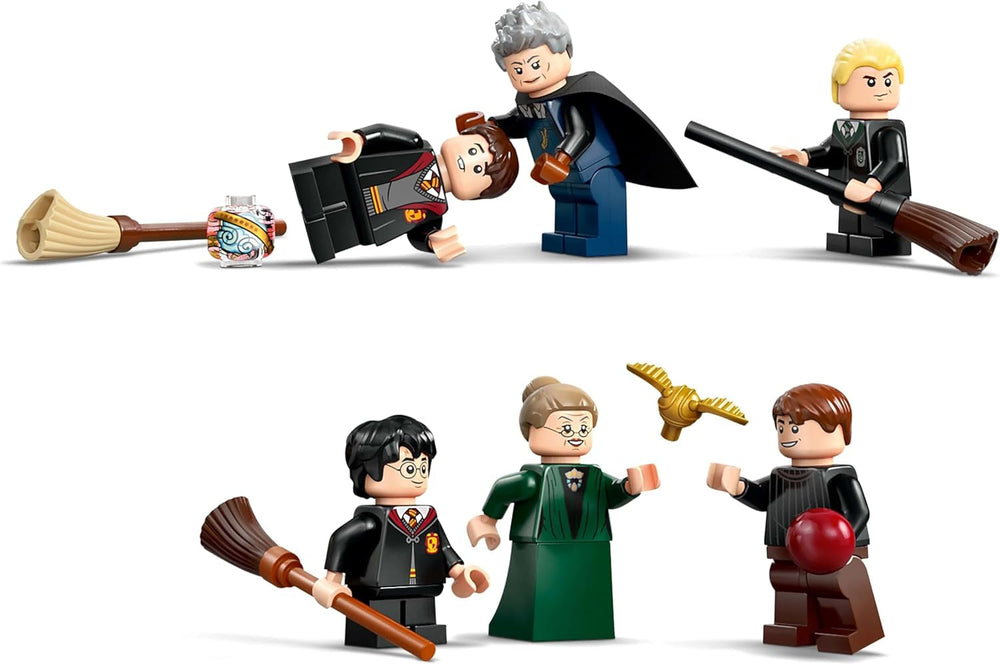 Zamek Hogwart LEGO Harry Potter: Lekcje latania Przygodowy zestaw z 6 kolekcjonerskimi minifigurkami, w tym Draco Malfoyem i profesor McGonagall Zestaw do odgrywania ról dla chłopców i dziewcząt w wieku 9 lat 76447 Zestawy do budowania Besuche den LEGO-Store