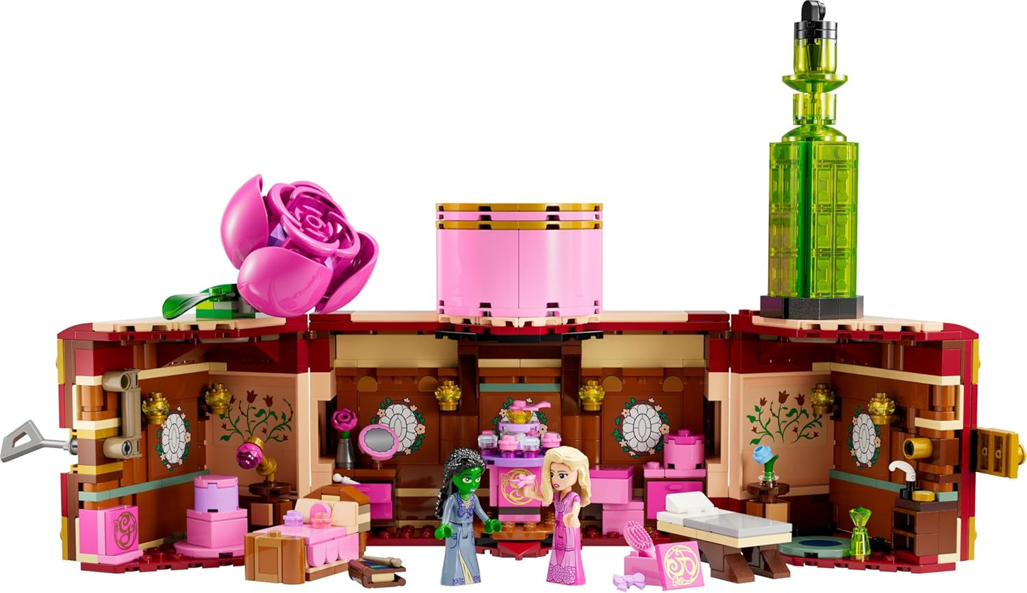 LEGO Wicked Glinda i sypialnia Elphaby — domek dla lalek z 2 mini lalkami Czarownic z krainy Oz, fajnymi akcesoriami, w tym kwiatami i strojami — kreatywna zabawka dla dziewczynek w wieku powyżej 8 lat i fanów — 75683 Zestawy do budowania Besuche den LEGO-Store