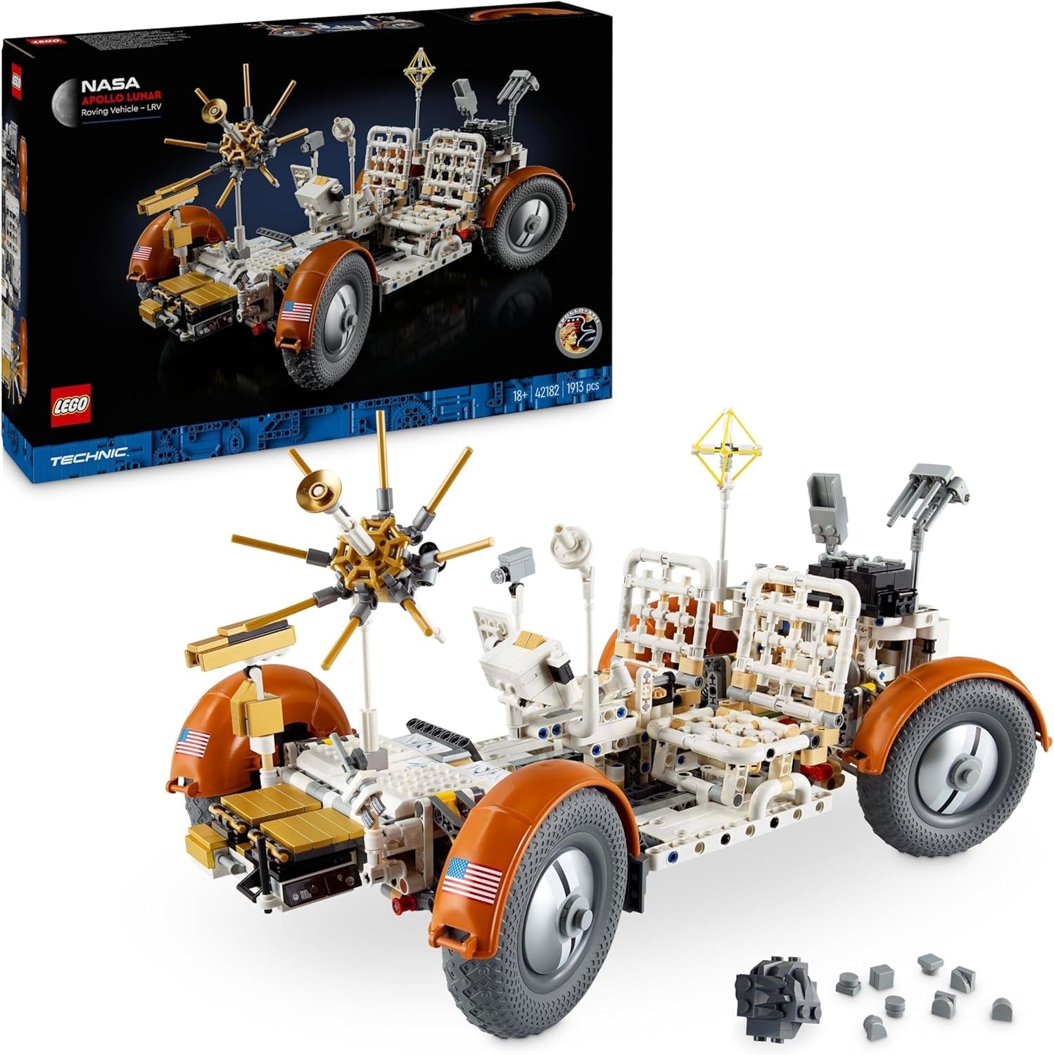 LEGO Technic NASA Apollo Lunar Roving Vehicle (LRV), model łazika księżycowego dla dorosłych, kosmiczne przedmioty kolekcjonerskie dla entuzjastów nauki, zabawki do budowania, model pojazdu kosmicznego 42182 Zestawy do budowania Besuche den LEGO-Store Default Title