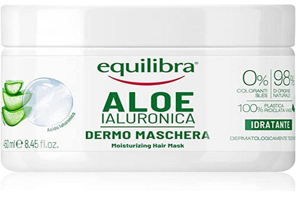 equilibra Hair, Aloe Hyaluron Mask, mască de păr hidratantă și descurcătoare cu aloe vera (20%), acid hialuronic, extract de urzică, 450 ml Masca de par Naty Shop 450 Ml (1 pachet)