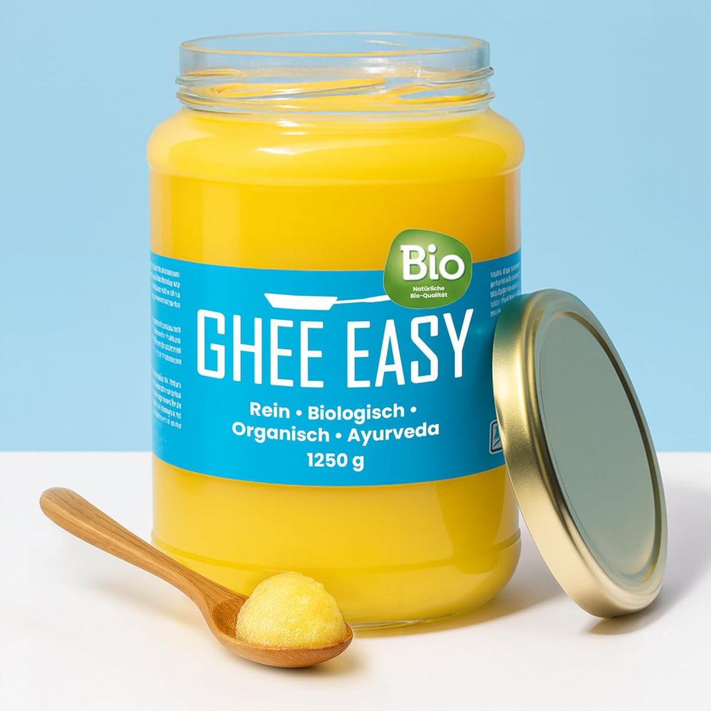 Ghee Easy 850g Ghee Bio von Grasgefütterten Kühen - Masło Ghee ohne Zusatzstoffe - Zertifiziert Organisch & Biologisch - Hochreines Ayurveda Ghee ohne Laktoza i Gluten - 100% Europäisch