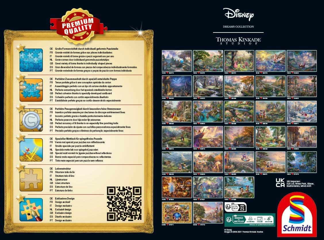 Schmidt Spiele 59671 Thomas Kinkade, Disney, Piękna i Bestia, Magiczny zimowy wieczór, układanka 1000 elementów Puzzle Naty Shop