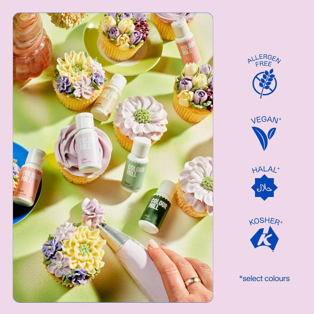 Colorant alimentar pe bază de ulei de portocale Colour Mill - Colorant alimentar pentru ciocolată, fondant, brioșe, prăjituri, copt, macaroane - Colorant alimentar pentru decorarea torturilor - 100 ml