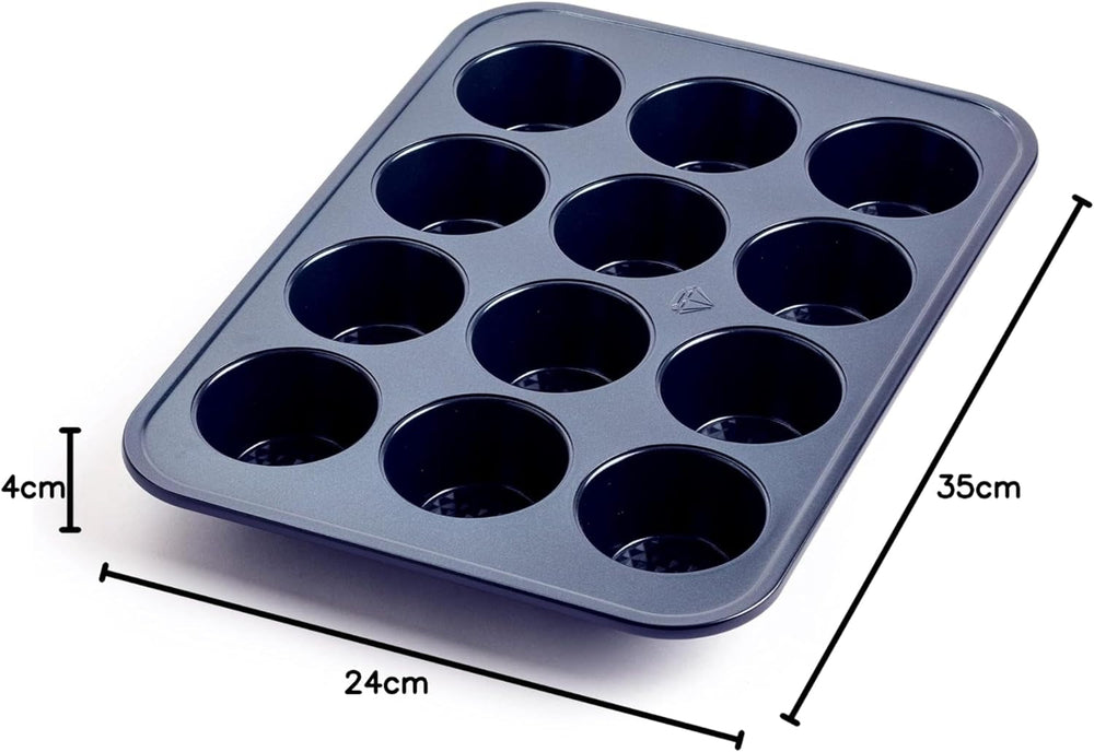 Blue Diamond Bakeware 12Er Muffinform Mit Antihaftbeschichtung, Blau Formy i blachy do pieczenia Naty Shop