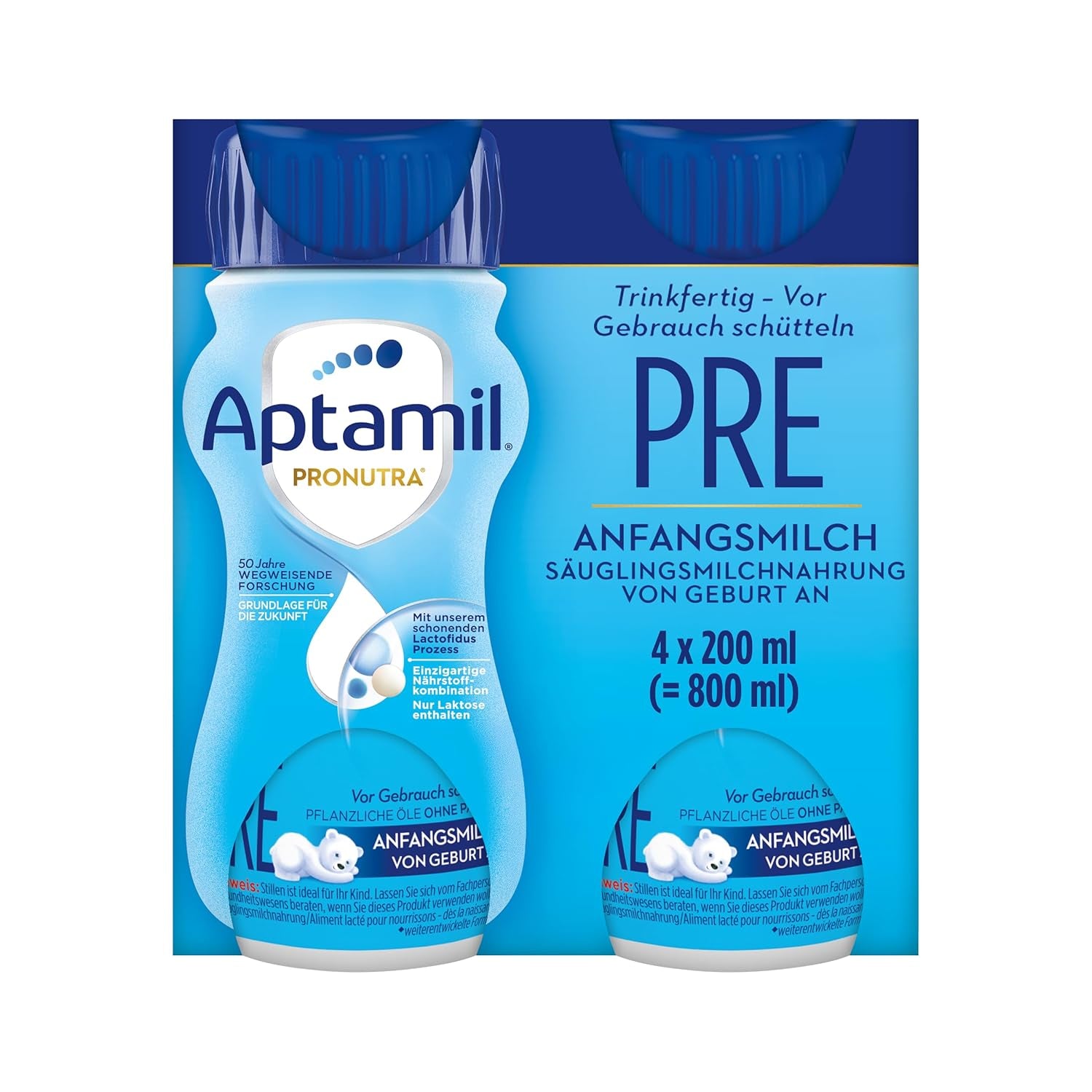 Aptamil Pronutra Pre - Mieszanka dla niemowląt od urodzenia - Z olejami roślinnymi, bez oleju palmowego - 6 x 4 x 200 ml (4800 ml)
