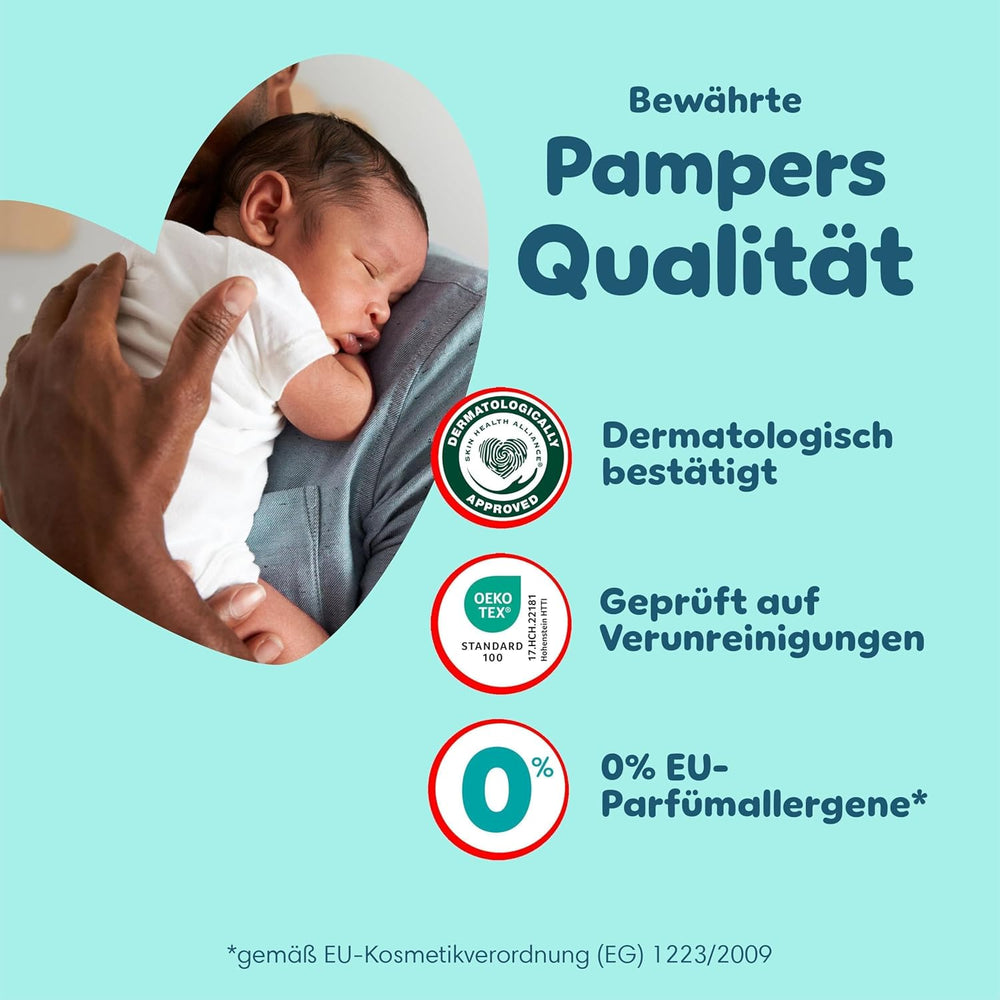 Pampers Premium Protection Pants Größe 6, 78 Windeln, 13kg-19kg, Mit 360° Fitform, 2x breiteren Bundchen als vorher für Komfort & Schutz + 10 Stück Pampers Aqua Baby-Weuchttücher entalten