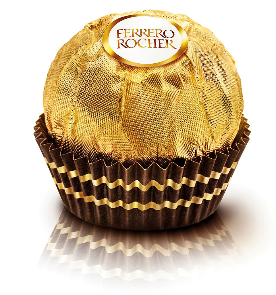 Ferrero Rocher - Chrupiące i kremowe praliny specjalne z orzechów laskowych - Prezent na Walentynki dla niego i dla niej - 16 opakowań po 4 pojedyncze praliny