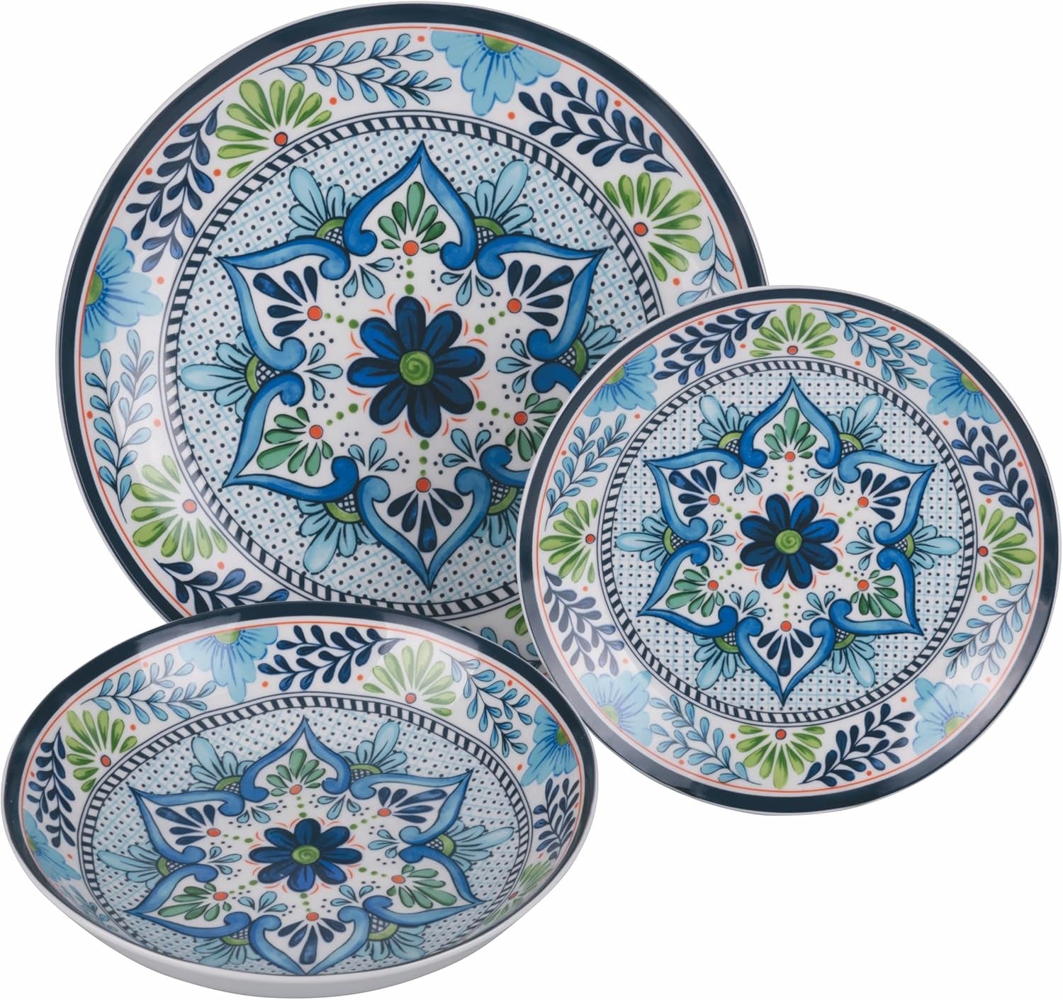 Serviciu de masă din porțelan cu 18 piese, 6 seturi diferite de farfurii, Andaluzia