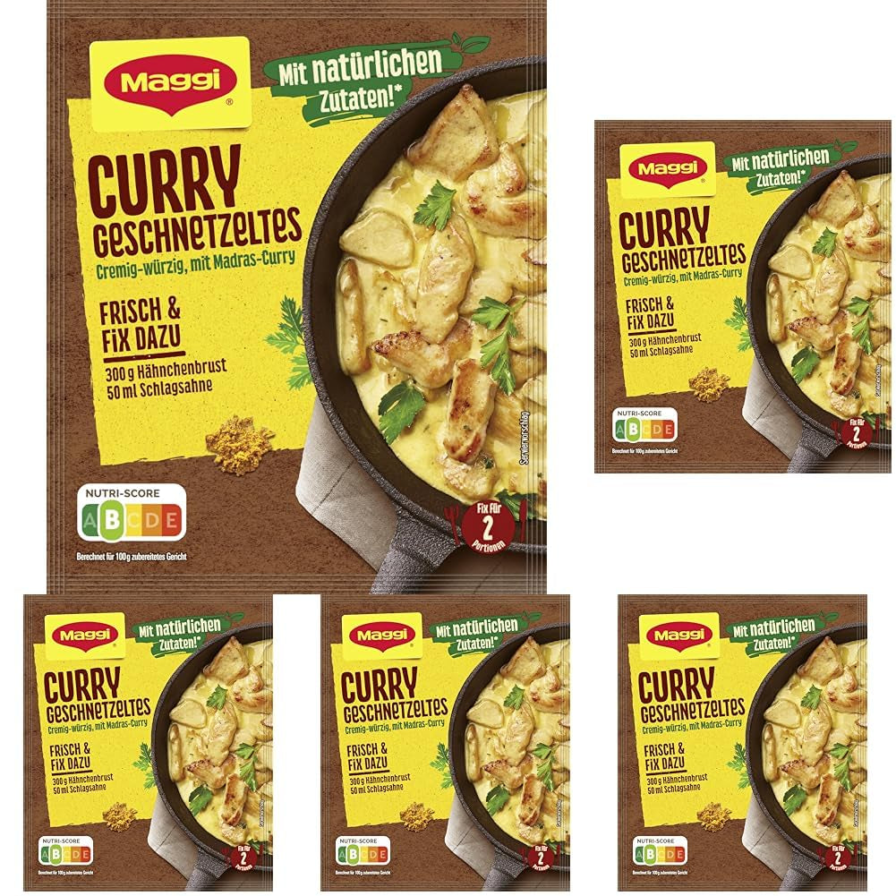 MAGGI Fix für Curry Geschnetzeltes, Würzmischung, mit natürliche Ingredient*, für 2 Porcje, 1 opakowanie (1 x 41 g)