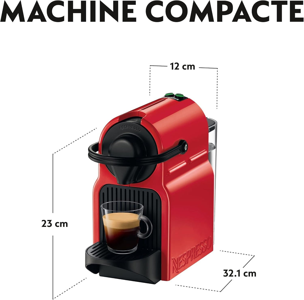 Espressor Krups Nespresso Inissia – espressor compact pentru capsule de cafea, presiune de 19 bari, încălzire rapidă în 25 de secunde, funcție de economisire a energiei, rezervor de apă de 0,7 l, roșu, model YY5506FD