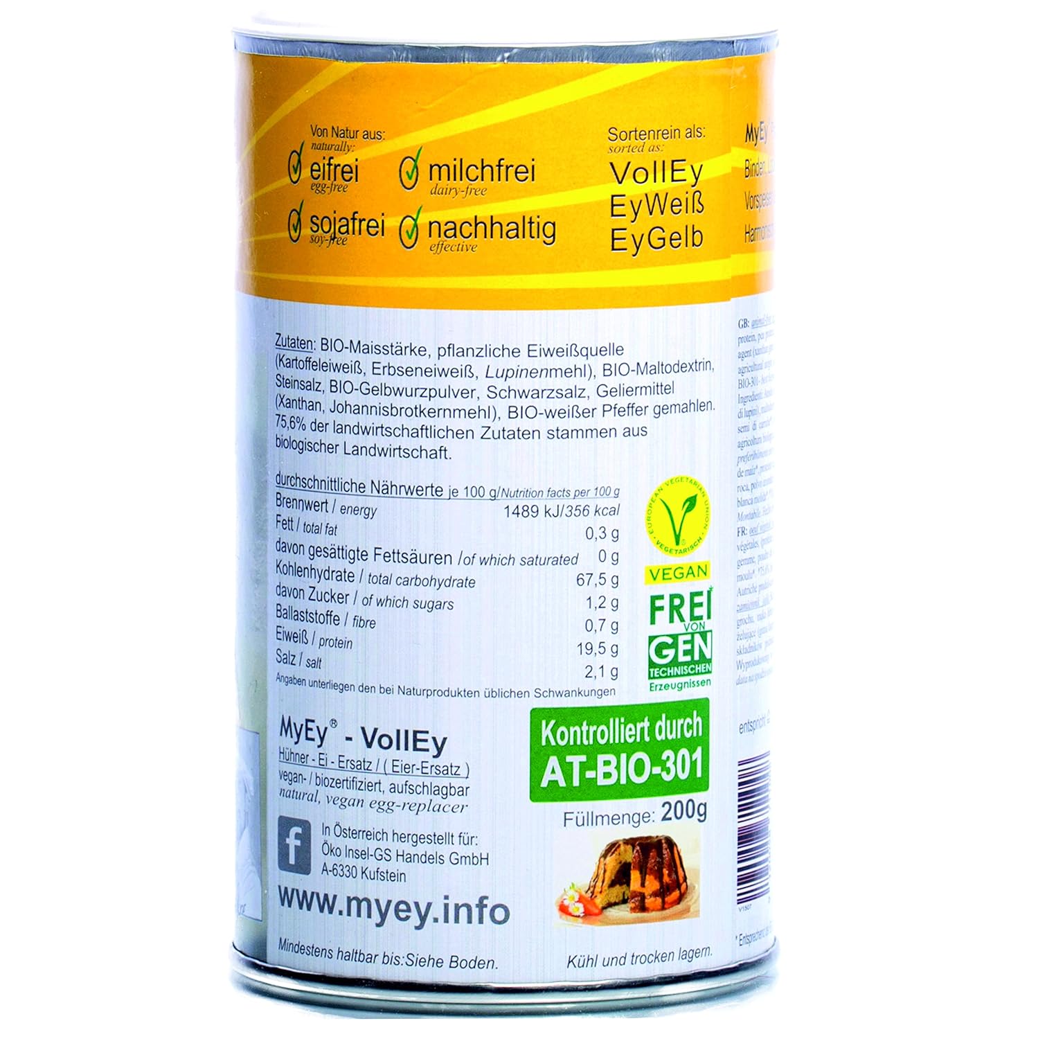 MyEy VollEy Ei Ersatz 200g - Wegański proszek do gotowania i pieczenia