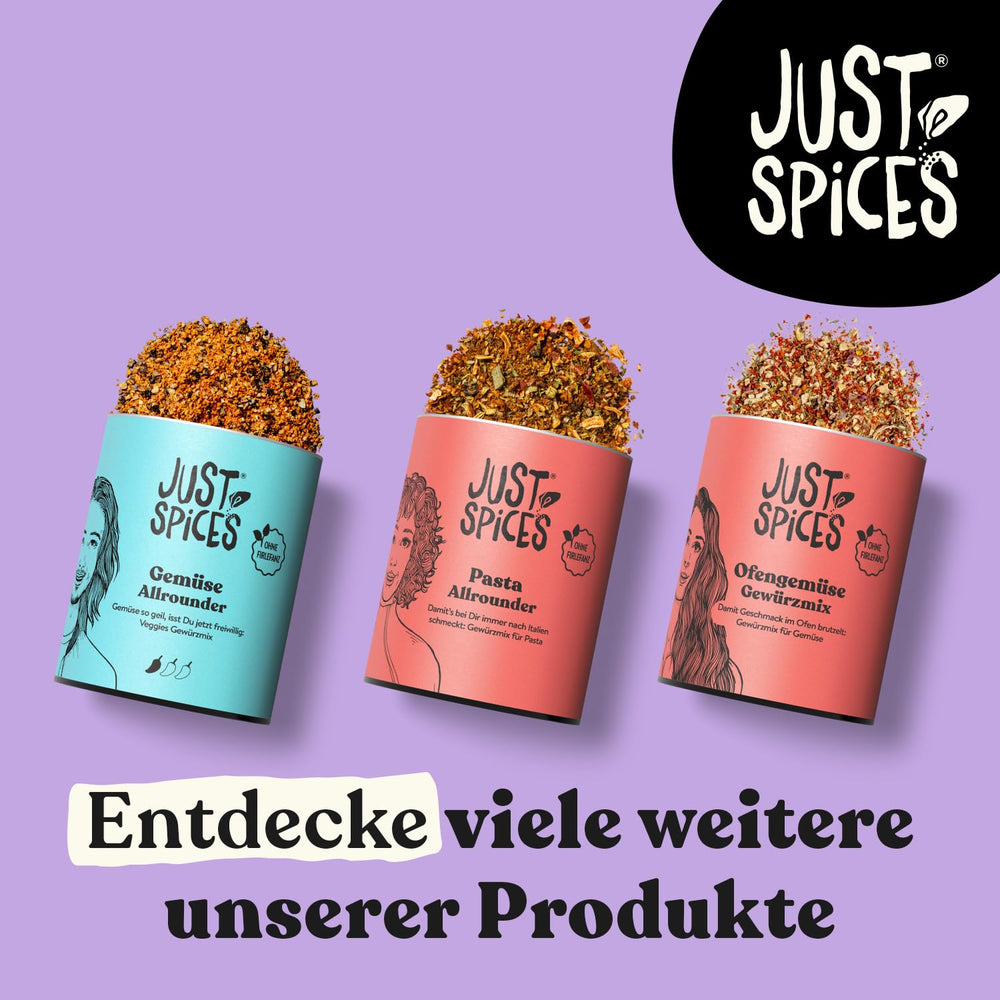 Just Spices Gemüse Allrounder I Jedes Gemüse von Aubergine bis Cukinia lecker würzen I Gewürzdose, 75 g