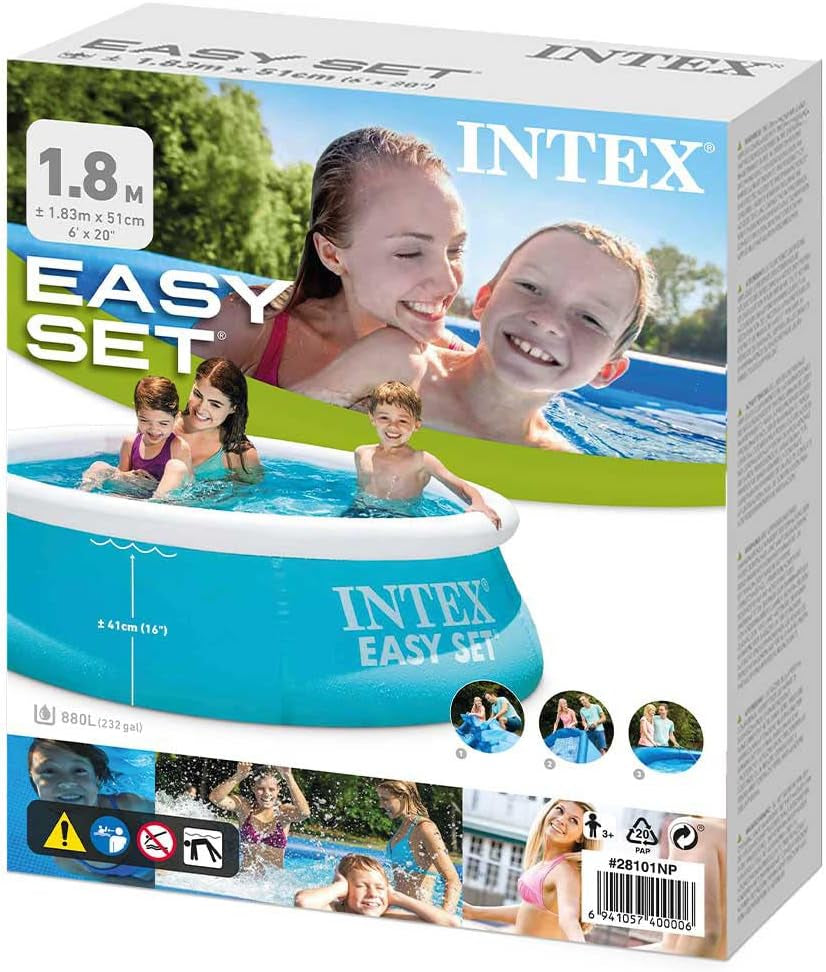 Basen Easy Set - Basen naziemny - Dla dzieci, 183 cm x 183 cm x 51 cm i plandeka Easy Set - Plandeka basenu - Ø 244 cm - Do basenów Easy Set