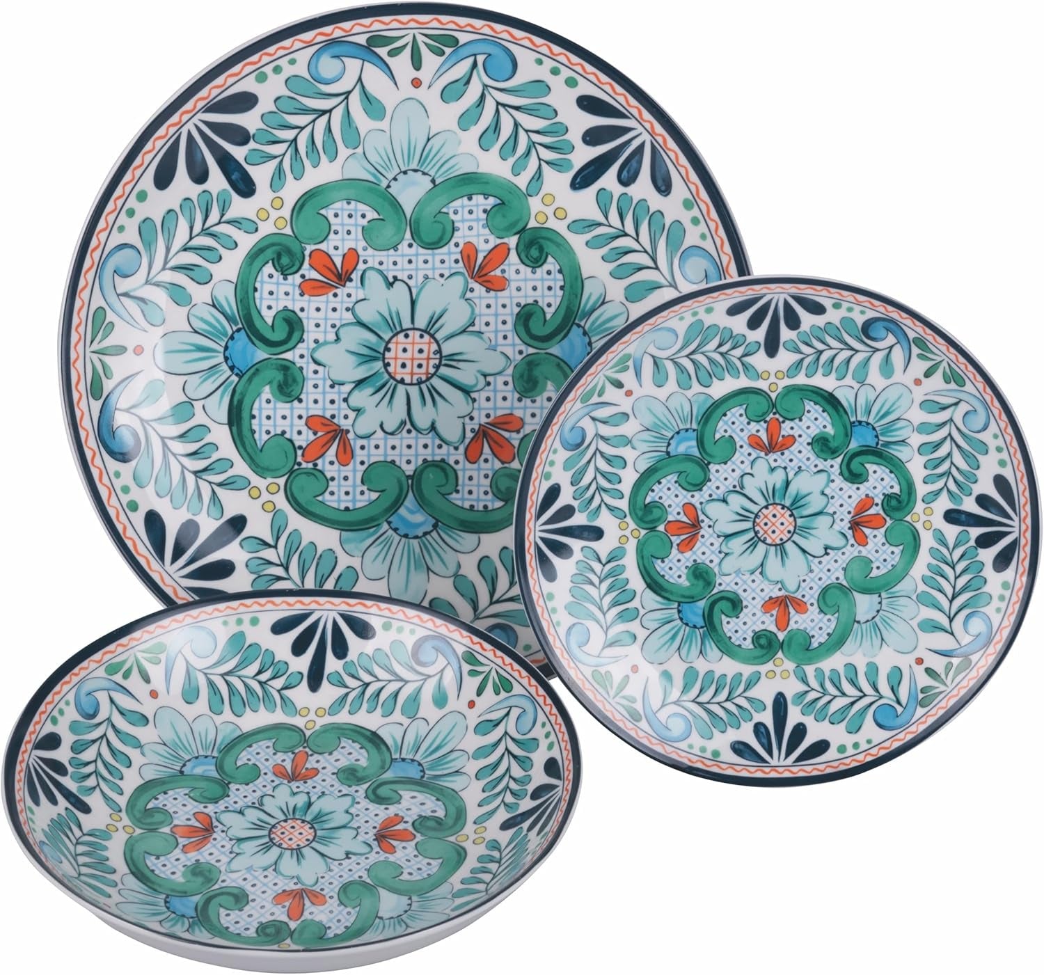 Serviciu de masă din porțelan cu 18 piese, 6 seturi diferite de farfurii, Andaluzia