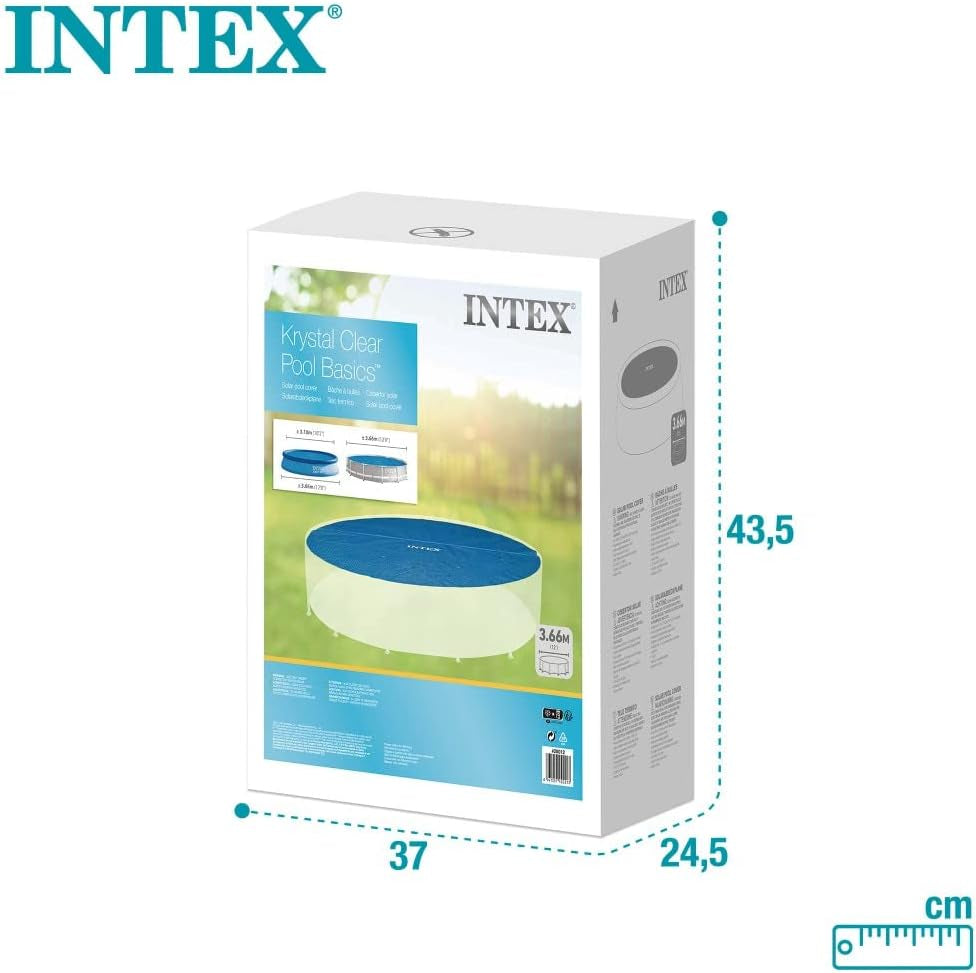 Intex 28012 - Solarabdeckplane, Abdeckung mit thermischer Isolierung für Runde Easy Set/Frame Pools, Polyethylen, Blau, ⌀ 366 cm