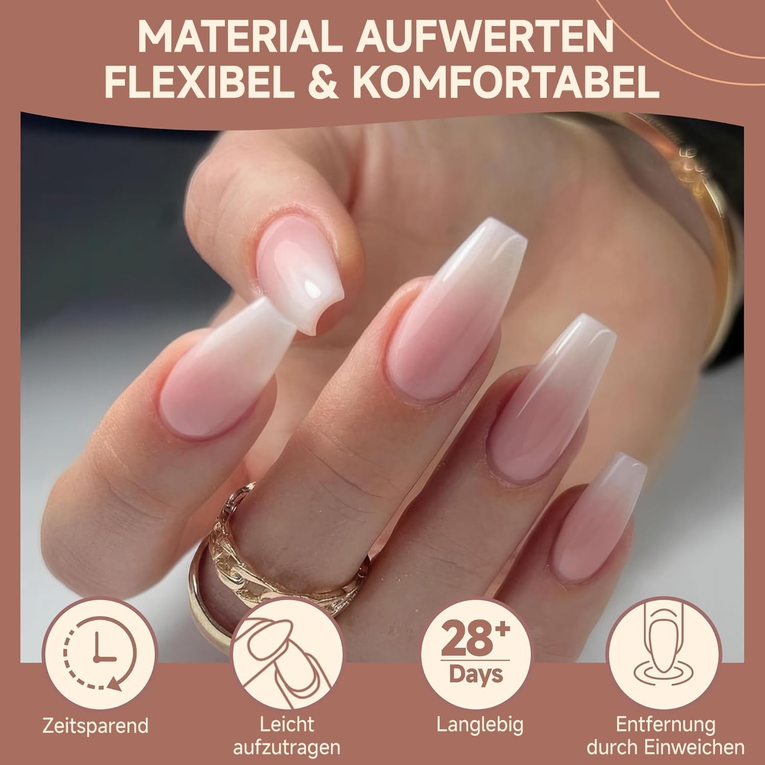 Tipuri de unghii balerină pentru unghii cu gel, 216 bucăți, 12 mărimi, tipuri de unghii cu gel moale, acoperire completă, set pentru extensii de unghii, semi-mate, DIY, artă acasă