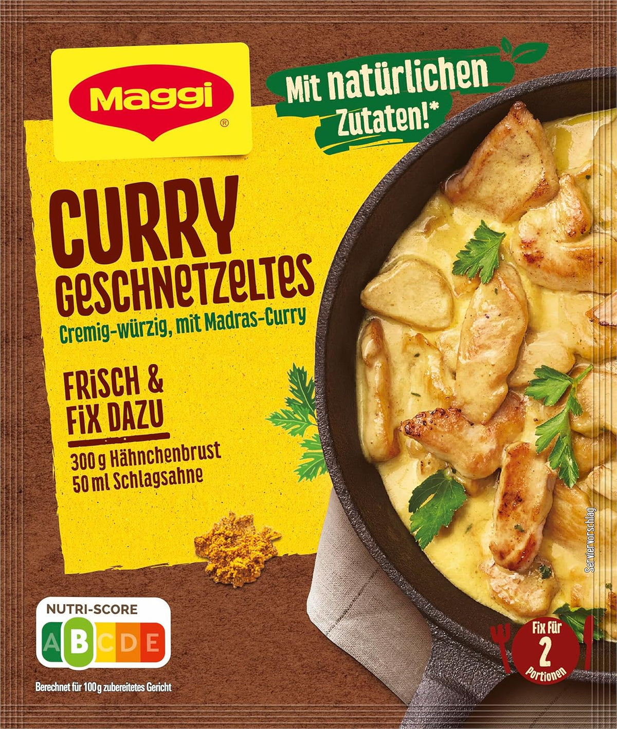 MAGGI Fix für Curry Geschnetzeltes, Würzmischung, mit natürliche Ingredient*, für 2 Porcje, 1 opakowanie (1 x 41 g)