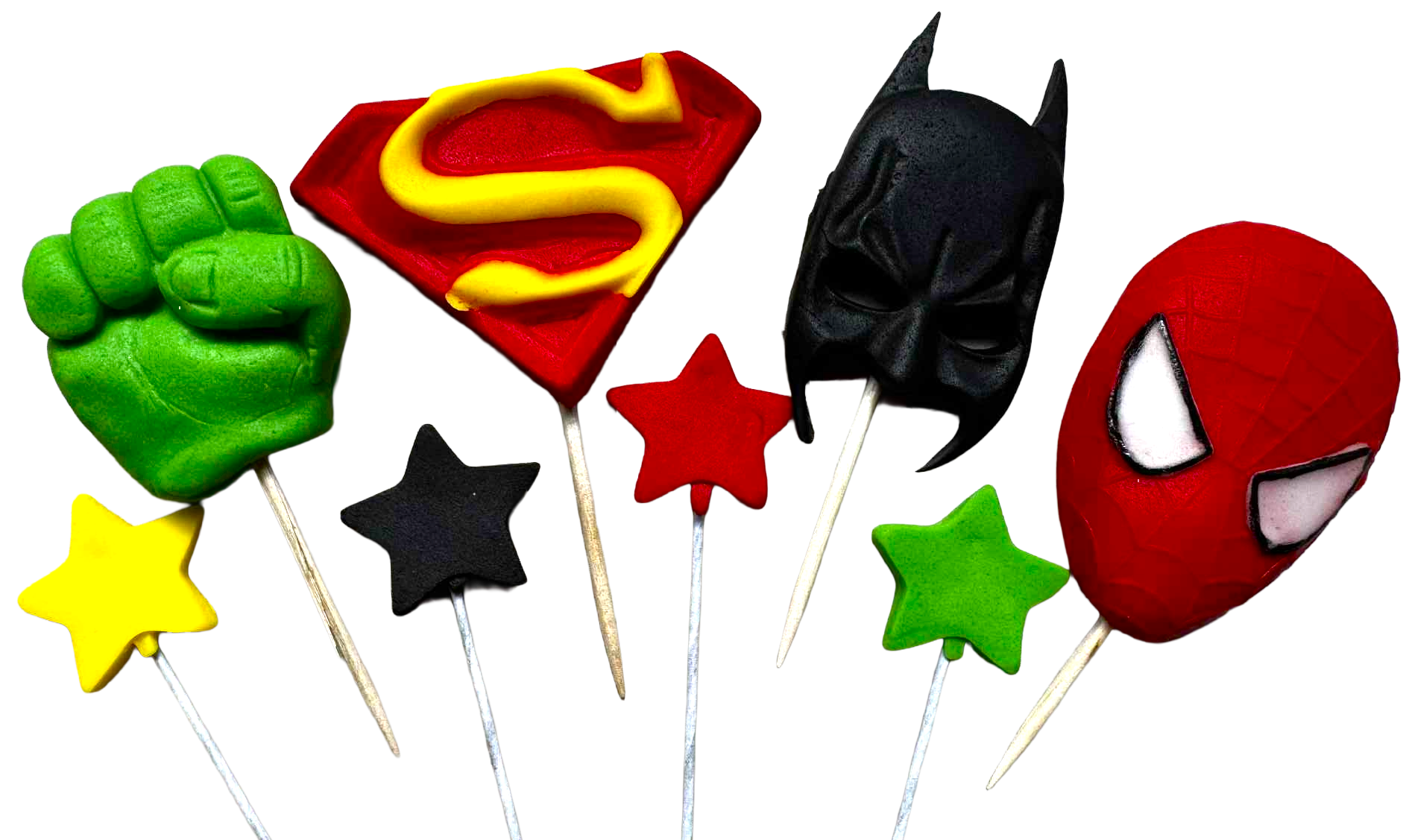 Superbohaterowie Zestaw Jadalnych Dekoracji – 8 Figurek z Masy Cukrowej, Wymiary 2–5,5 cm