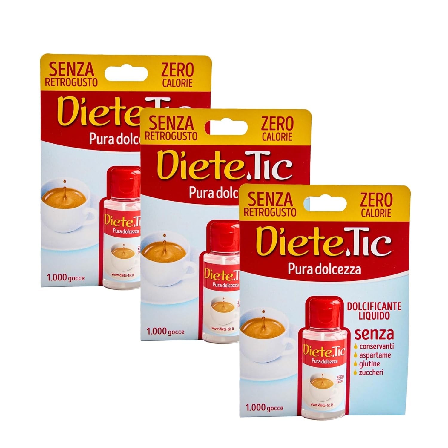 Bezkaloryczny słodzik w płynie, wielkość sprayu 3 x 50 ml (1 kropla MAXI = 1 łyżeczka cukru), bezglutenowy, bez konserwantów i bez aspartamu, idealny do deserów, napojów i jogurtów