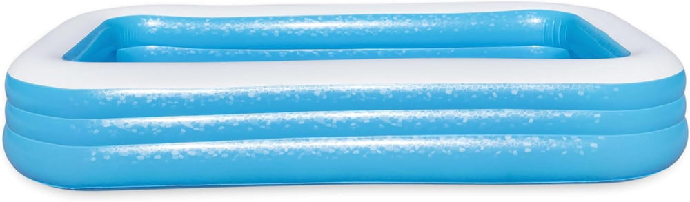 Bestway Family Pool Deluxe Prostokątny basen dla dzieci Łatwy w montażu Niebieski 305x183x56cm Nadmuchiwane materace i nadmuchiwane akcesoria 305x183x56cm Kolor