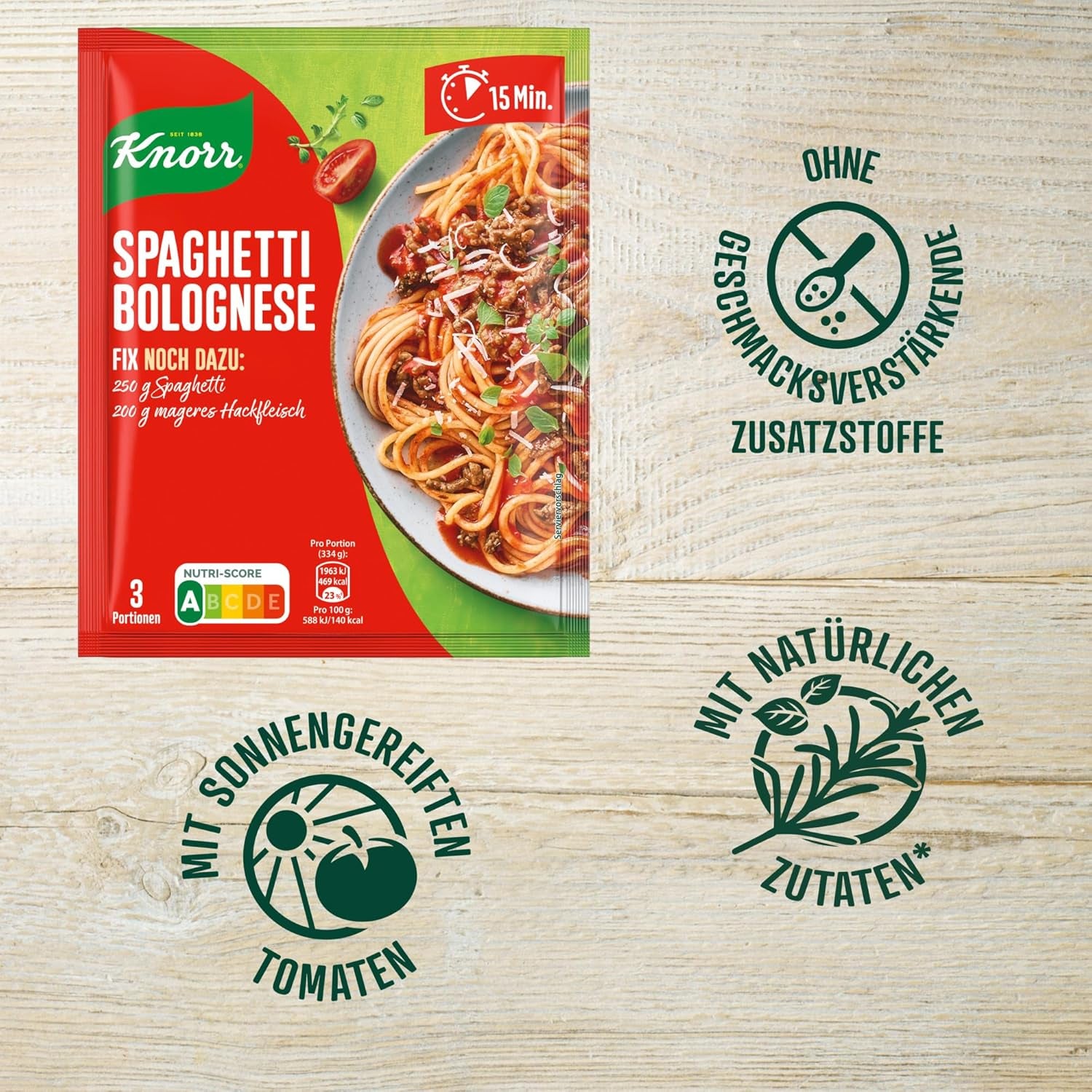 Knorr Fix Würzmischung Spaghetti Bolognese na pyszne danie z makaronem z naturalnymi składnikami 40 g