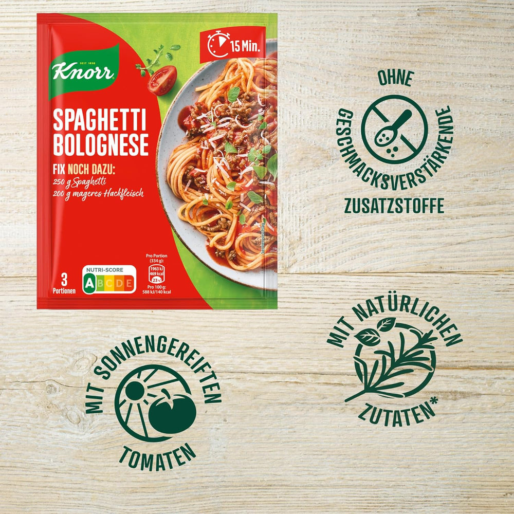 Knorr Fix Würzmischung Spaghetti Bolognese na pyszne danie z makaronem z naturalnymi składnikami 40 g