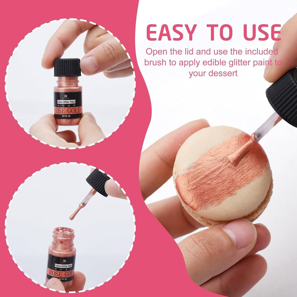 Jadalny płynny brokat - 6 kolorów Metaliczny brokat Barwnik spożywczy do dekorowania ciast, pieczenia, babeczek - Jadalny płynny brokatowy proszek metaliczny do majsterkowania Ciastka, kremówki, ciasta