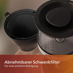 Espressor Philips cu filtru – capacitate de 1,25 litri, până la 15 cești, Boil & Brew, negru/argintiu (HD5416/60)
