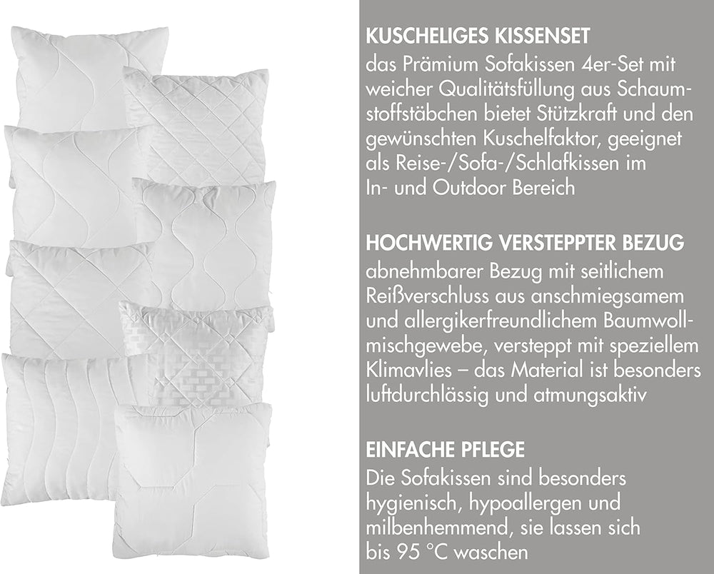 Traumnacht Pernă confortabilă ruletă, Set de 4 perne, Cu capac matlasat și umplutură din tije de spumă, 40 X 40 cm, Certificat Oeko-Tex, Produs în conformitate cu standardul de calitate german Perne standard Naty Shop