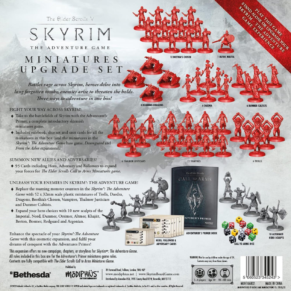 Modiphius The Elder Scrolls: Skyrim – Przygodowa Gra Planszowa – Zestaw Ulepszeń Miniatur | Gra planszowa | Wiek 14+ | 1-4 graczy | Czas gry 60-120 minut, Szary, Czerwony