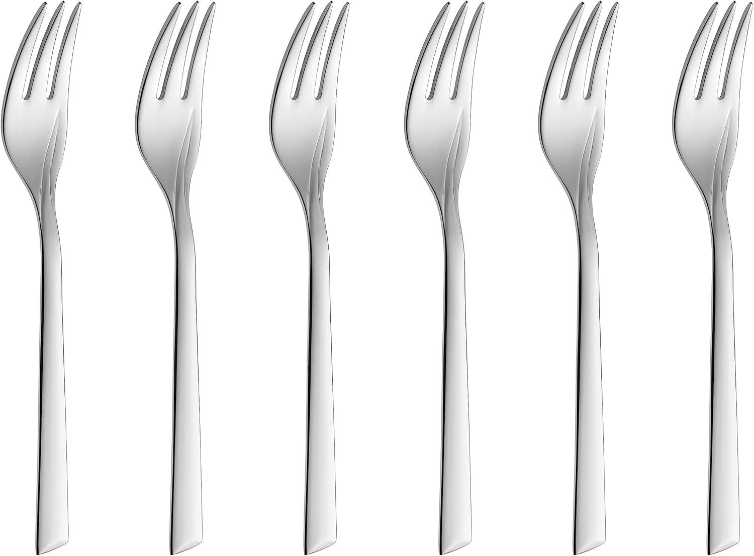 Gerlach Flames Besteck-Set 12 Personen Spülmaschinenfest Essbesteck Edelstahl Elegantes Tafelbesteck Messer Gabel Löffel Teelöffel Kuchengabel Soßenlöffel Kuchenspachtel Glänzend Rostfrei 68 Stk Bucatarie Naty Shop Silberglänzend 6 El. Kuchengabel Set