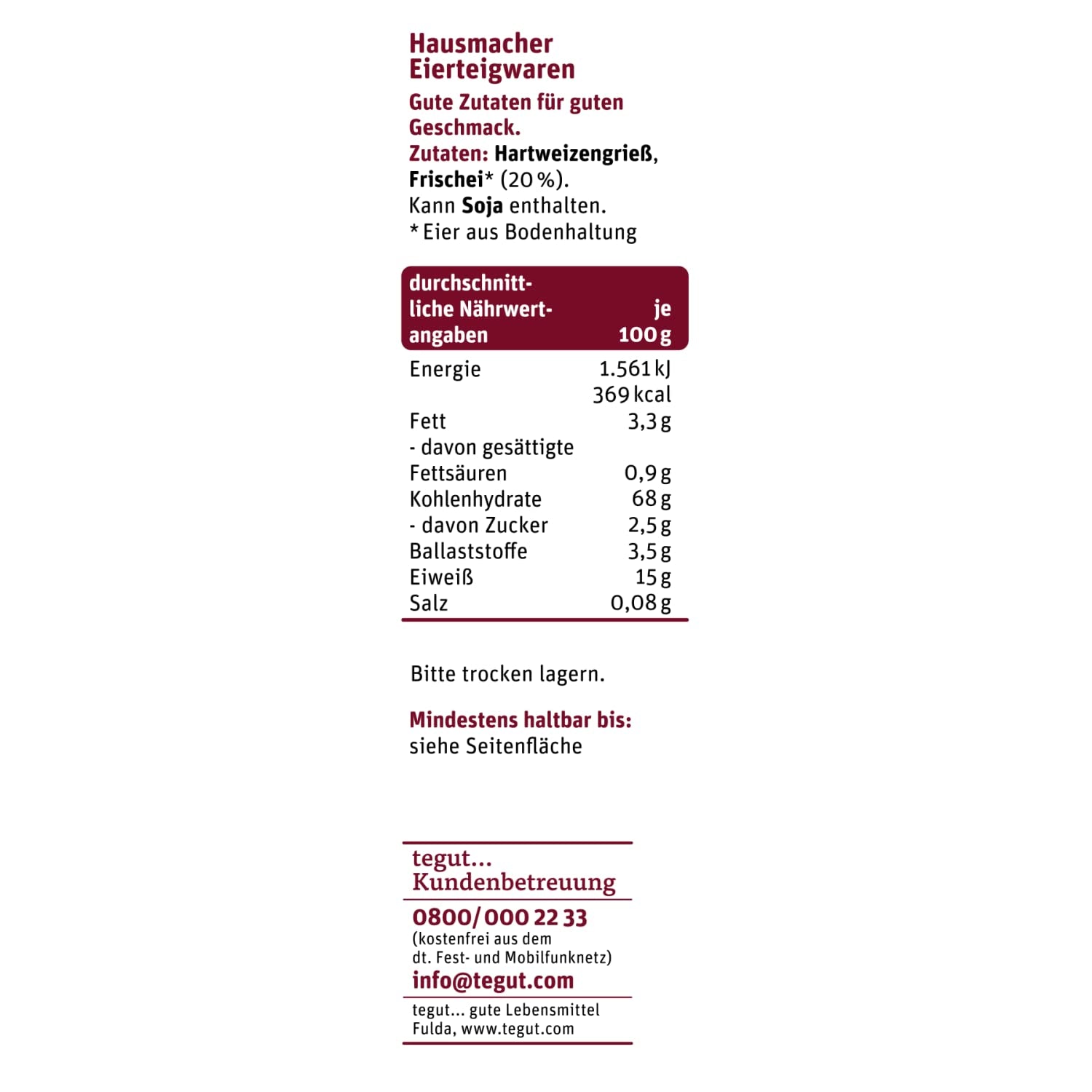 tegut... Makaron jajeczny Waves - Makaron wstążkowy, 1 x 500 g