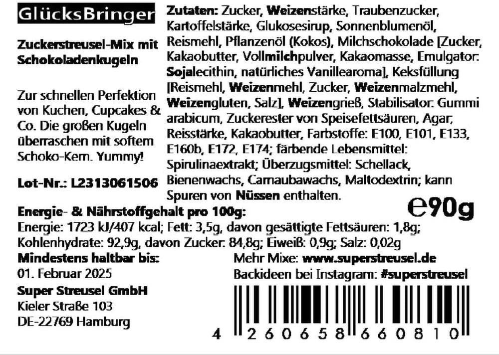 Super Streusel, Lucky Charms, posypka z zielonego cukru, 90 gramów posypki Naty Shop