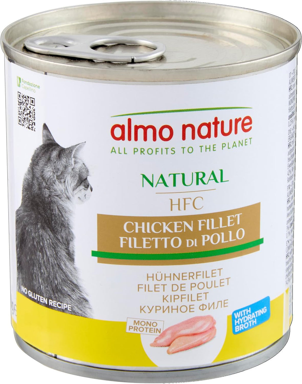 Almo Nature HFC Natural - Hrană umedă pentru pisici adulte - File de pui - de calitate umană, fără gluten și monoproteină - 280G, pachet de 12