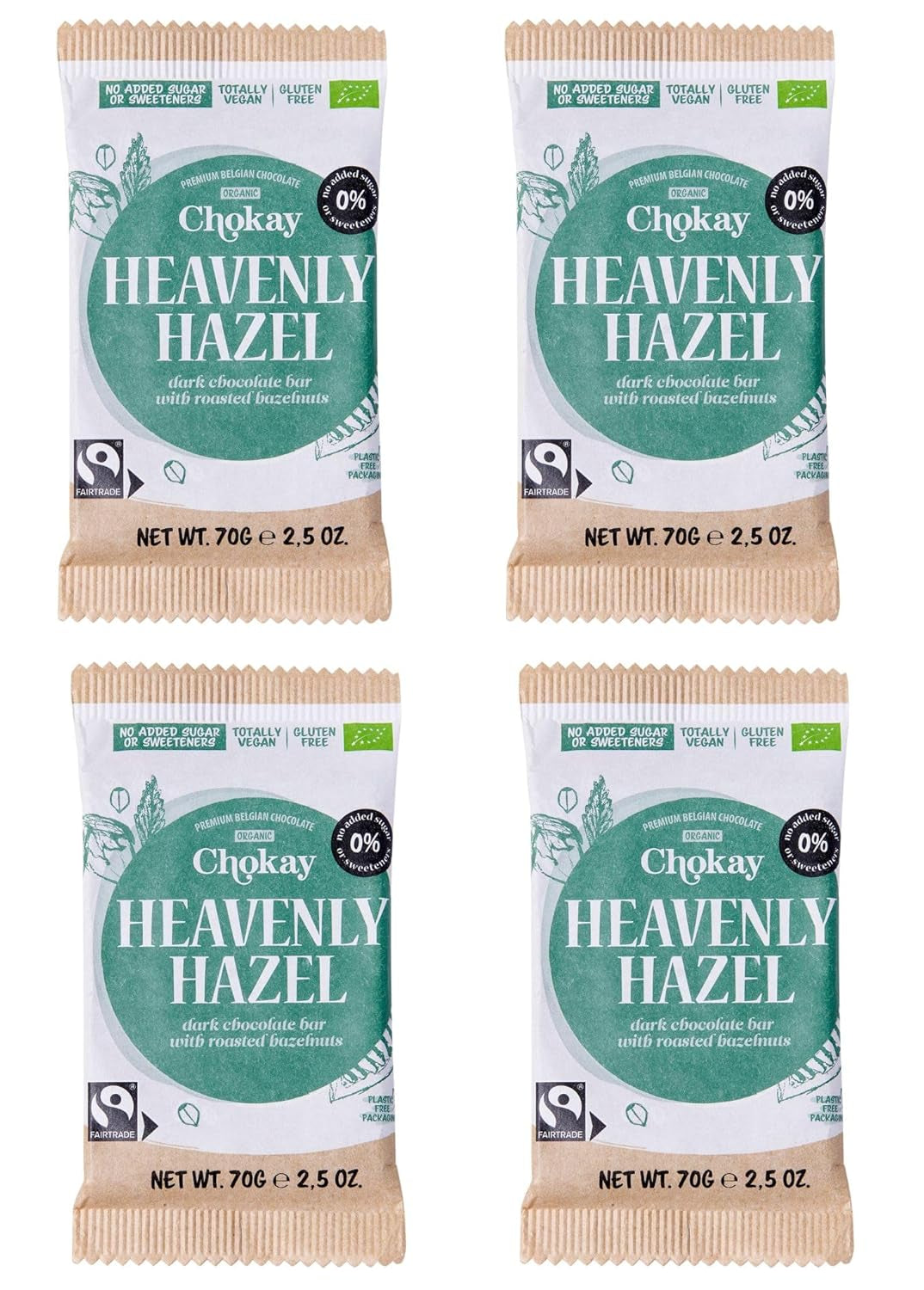 Organic Bar - 4-częściowy zestaw próbników/Amazing Black, orzech laskowy, karmel pekan, solony migdał/bez dodatku cukru, bez słodzików/WEGAŃSKI, BEZGLUTENOWY I SPRAWIEDLIWY HANDEL / 4 x 70g