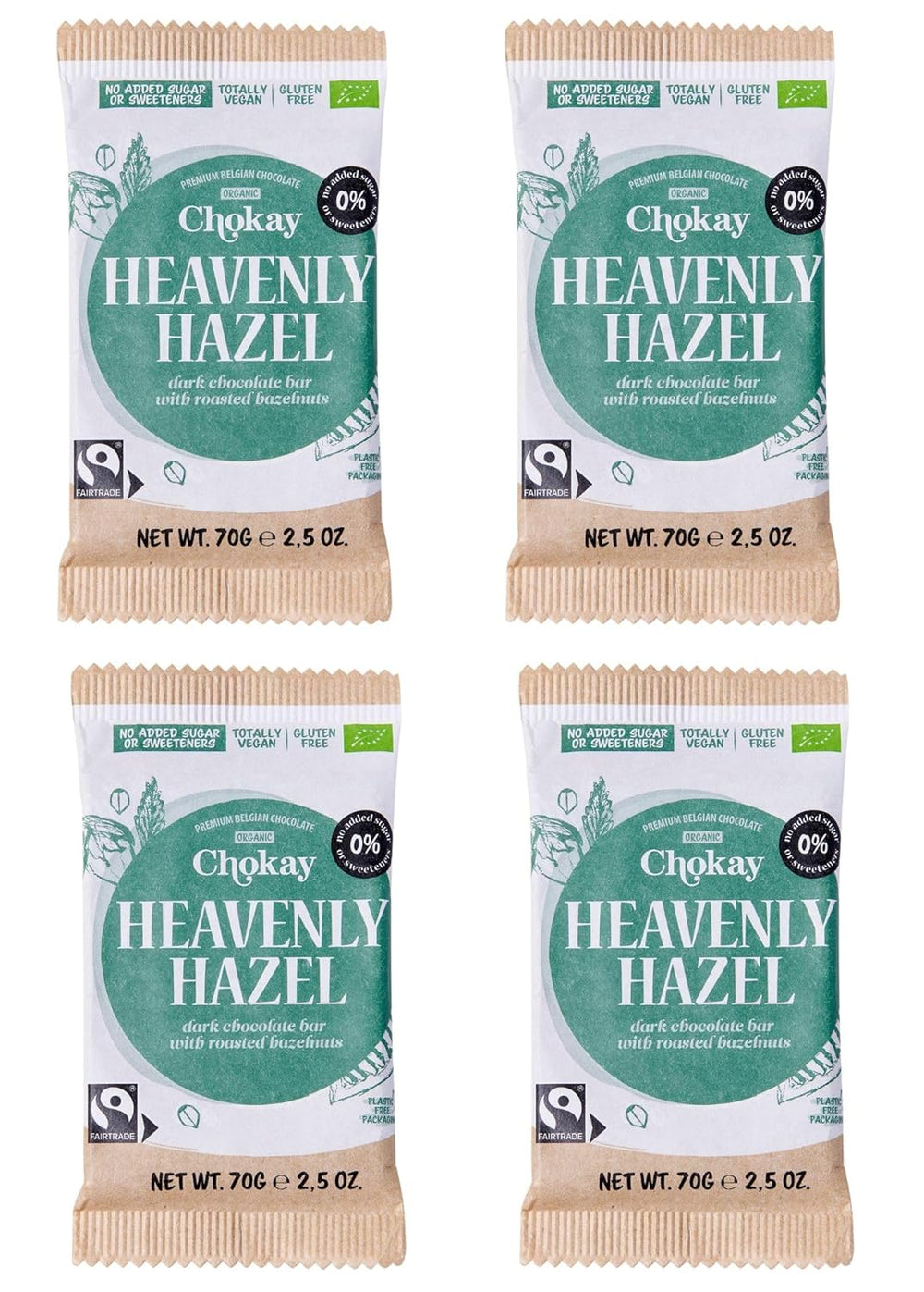 Organic Bar - 4-częściowy zestaw próbników/Amazing Black, orzech laskowy, karmel pekan, solony migdał/bez dodatku cukru, bez słodzików/WEGAŃSKI, BEZGLUTENOWY I SPRAWIEDLIWY HANDEL / 4 x 70g