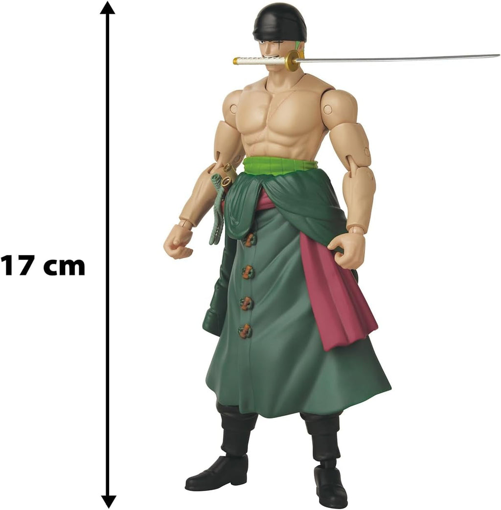 Bandai - Anime Heroes - One Piece Figure - Lorenor Zorro 17 Cm Three Sword Style - Licența oficială One Piece - Movable Manga Figure Zorro 3 Swords - Toy For Children From 4 Years - 37052 Action figures Naty Shop