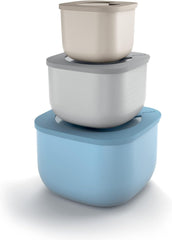 Guzzini - Kitchen Active Design, STORE&MORE Set de 3 cutii etanșe pentru frigider/congelator/microunde, înalte - 19,5 x 19,5 x h12,3 cm | 750/1550/2800 cc- 17070852 Cutii depozitare alimente Naty Shop 19.5 X 19.5 X 12.3 Cm Singur