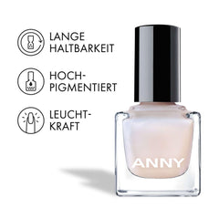 ANNY Nail Polish – Wysokiej jakości kolorowy lakier do paznokci o długotrwałym połysku, odporny na odpryski i szybkoschnący, kolor: Opalizujący - 15 ml