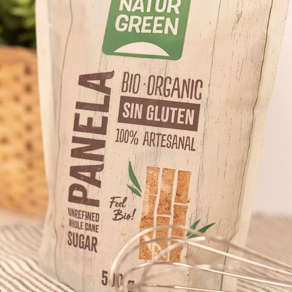 - Organic Crystallised Panel, Pure Sugar, Ecological Sweetener, Natural Sugarcane Juice - 500G, Pack of 12 Indulcitori Naty Shop