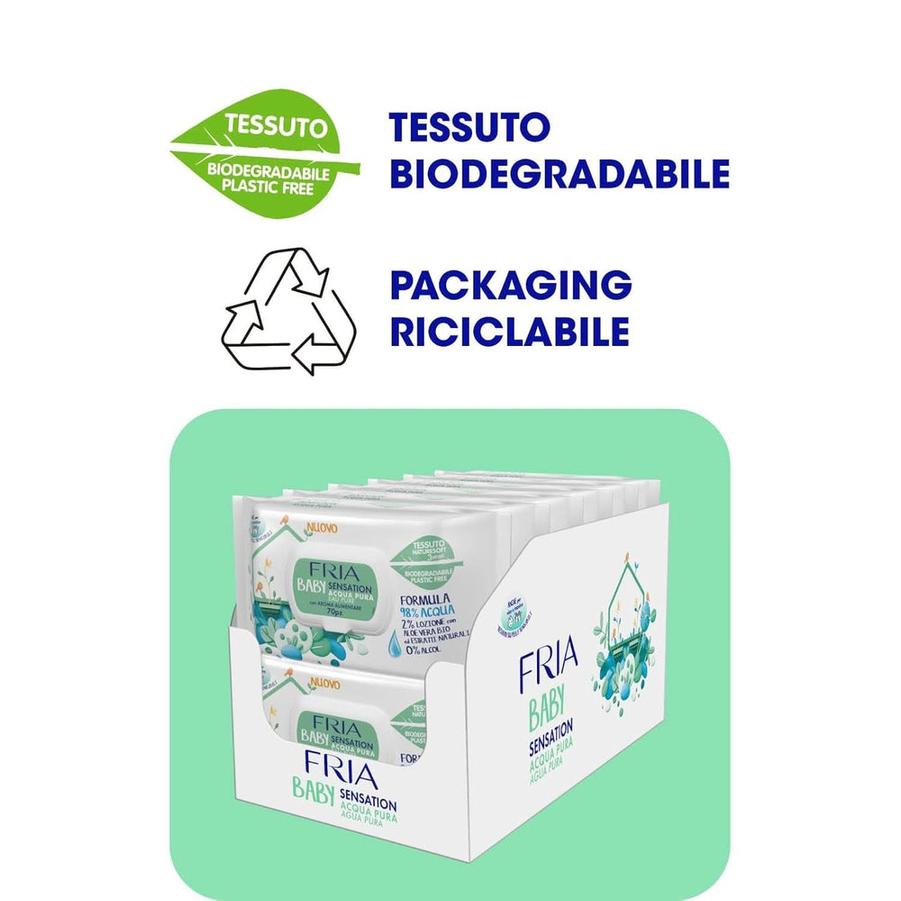 Baby Sensation chusteczki do przewijania z czystą wodą, formuła 98% wody oczyszczonej o działaniu oczyszczającym skórę, testowane dermatologicznie, opakowanie ekonomiczne Chusteczki nawilżane dla niemowląt Naty Shop