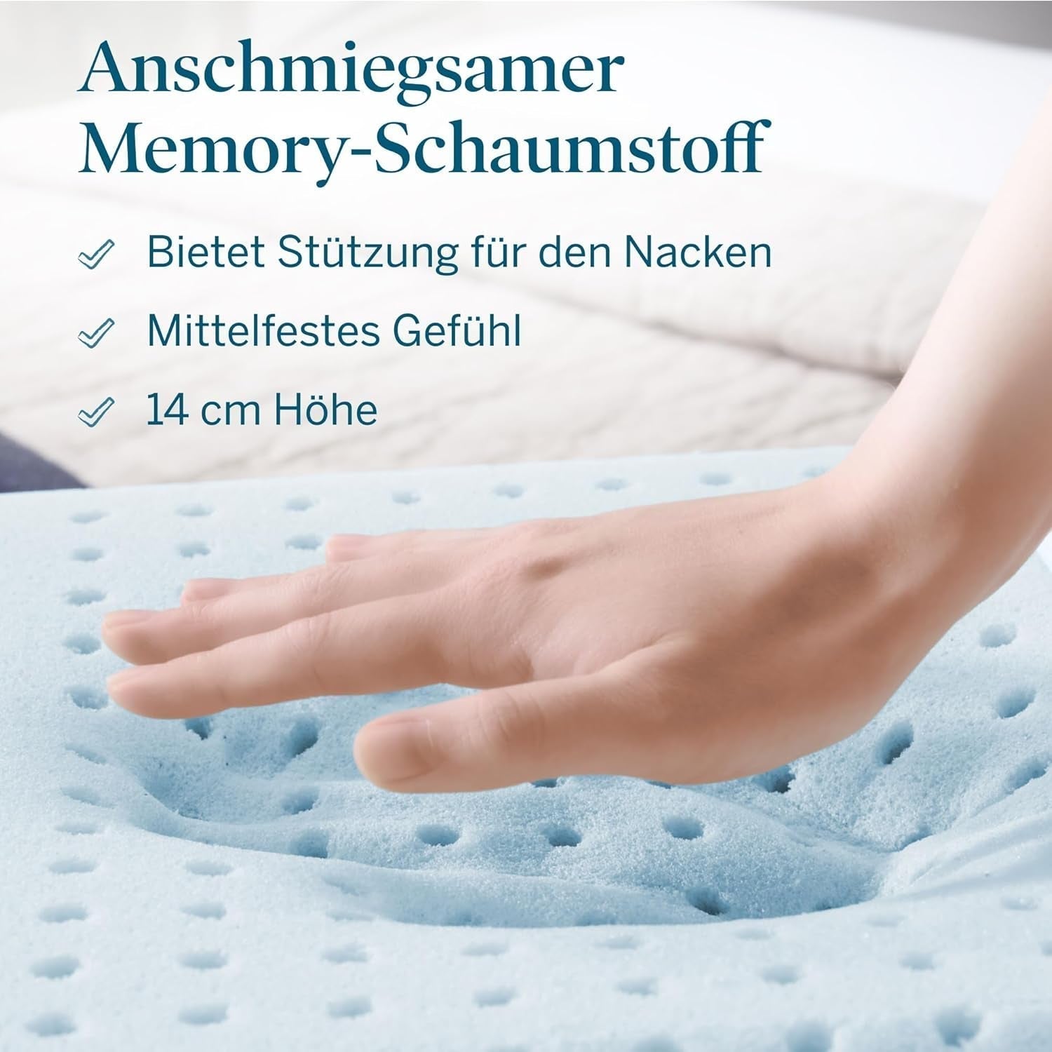 Pernă LUCID din spumă cu memorie cu gel 40x60 cm – respirabilă – efect răcoritor – husă lavabilă – pernă certificată Oeko-Tex, albă