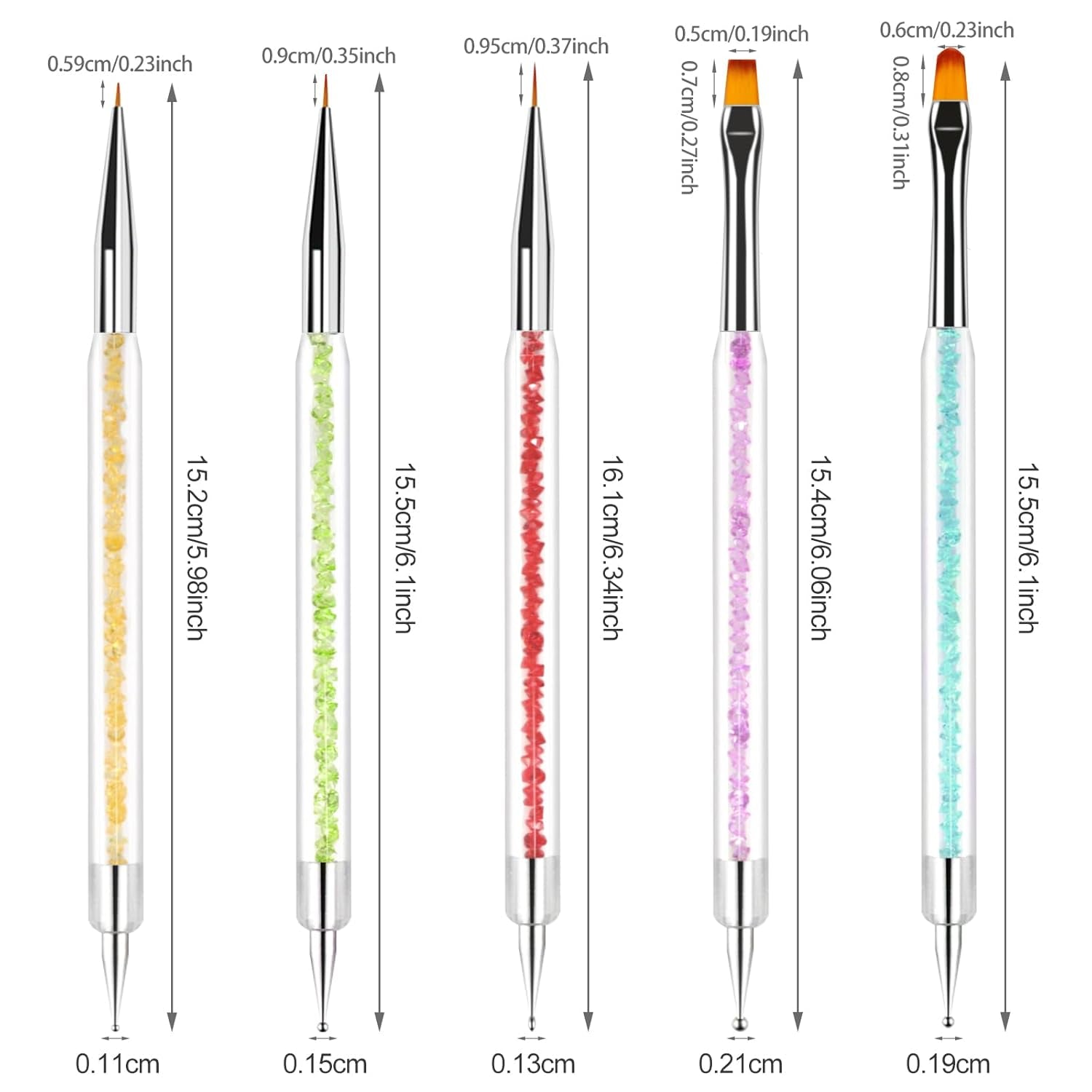 Sularpek 5 Stück Nagel Pinsel, Nageldesign Pinsel, Dotting Tool, Nail Art Liner Pinsel, Nagelverlängerung Gelpinsel, Nagelbürste Für Punktierungen, Zeichnen, Für DIY Nail Art Design