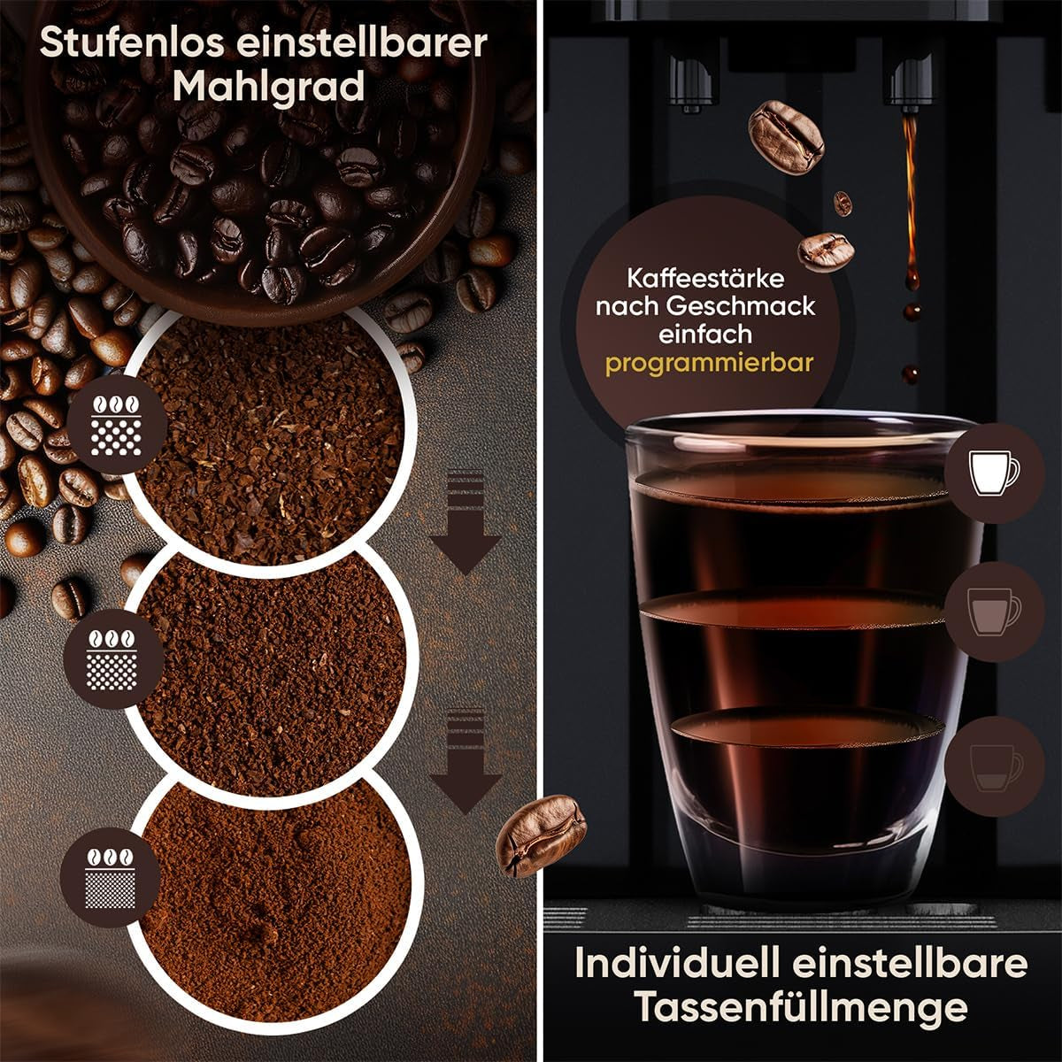Espressor ProfiCook® complet automat cu spumator de lapte pentru cappuccino | Râșniță conică | cu funcție de încălzire a ceștilor | Pompă profesională italiană | Ecran tactil | Espressor | PC KAV 1281