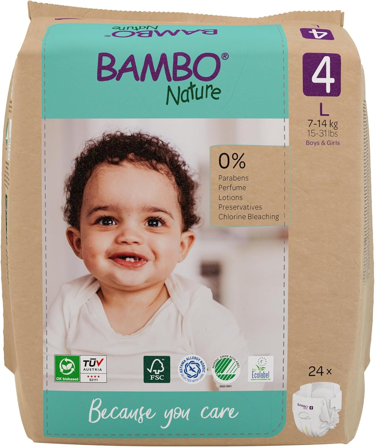 Pieluszki dziecięce Bambo Nature, rozmiar 1 (2-4 kg), 132 sztuki w pudełku miesięcznym | Pieluszki Premium ze zwiększoną ochroną przed wyciekami | Najwyższy komfort i swoboda dla noworodków | Pieluchy testowane dermatologicznie