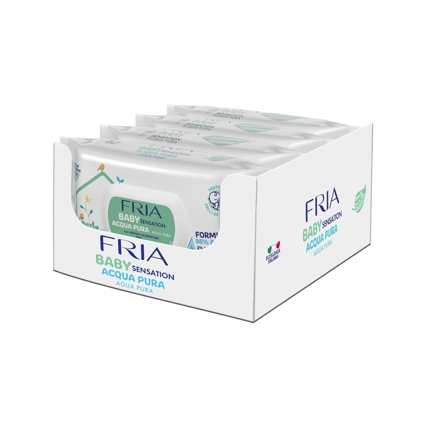 Baby Sensation Chusteczki nawilżane Pure Water, zawierające 98% wody oczyszczonej do oczyszczania skóry, testowane dermatologicznie, ekonomiczne opakowanie 840 chusteczek