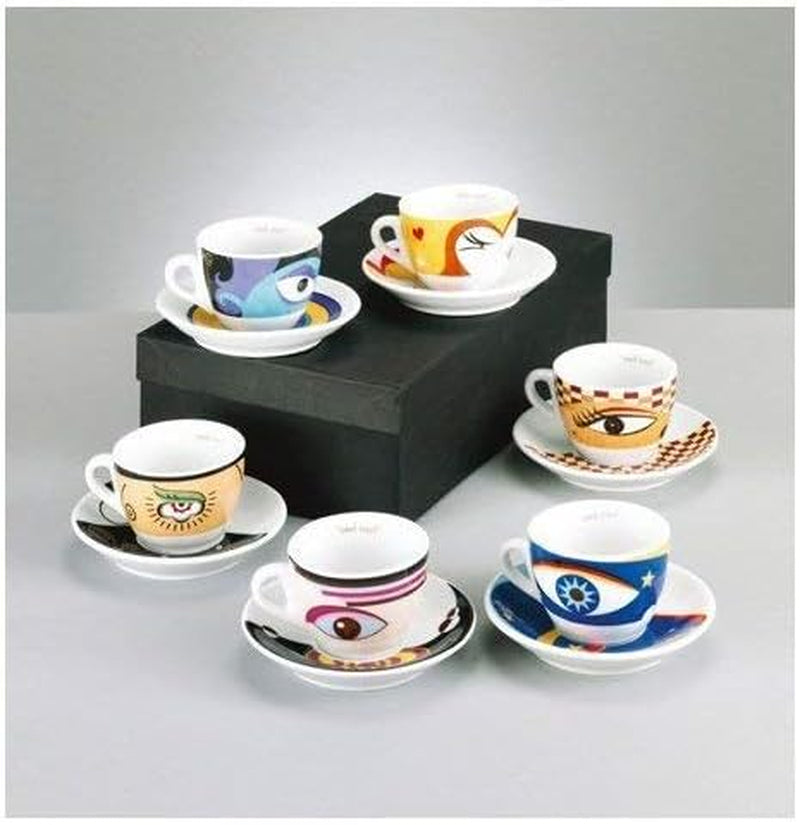 Set de cești de espresso Zeller 26510, 12 piese, Magic Eyes, alb