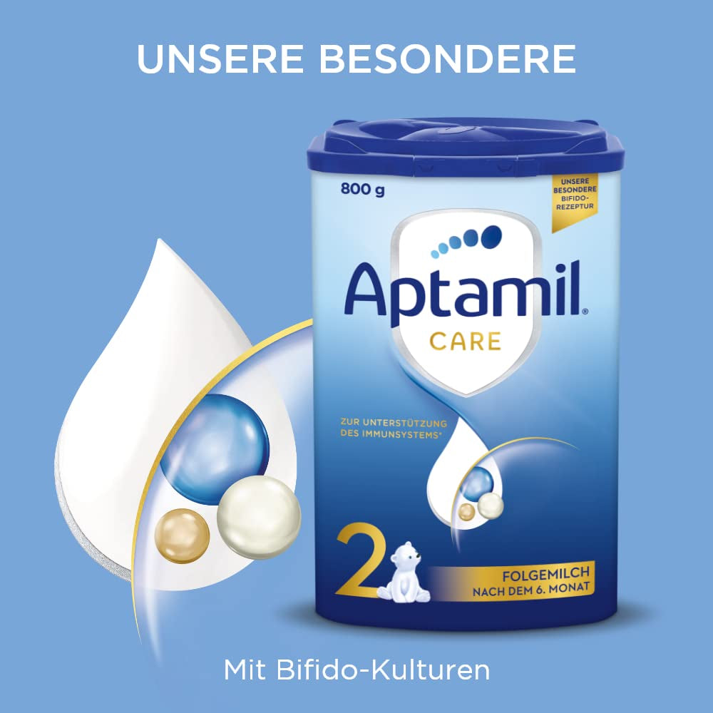 Aptamil Care 2 - Mleko następne po 6 miesiącu, z Omega 3 i 6, DHA i ARA, bez oleju palmowego, żywność dla dzieci, mleko w proszku, 1 x 800 g (opakowanie 6 szt.)