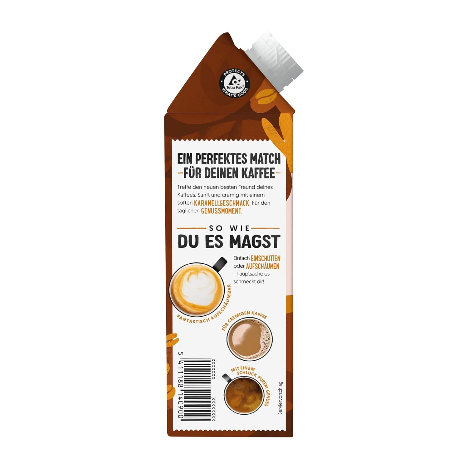 Alpro Barista Karamell – Zum Aufschäumen – Von Natur aus lactosefrei – 8 x 750 ml – Haltbar