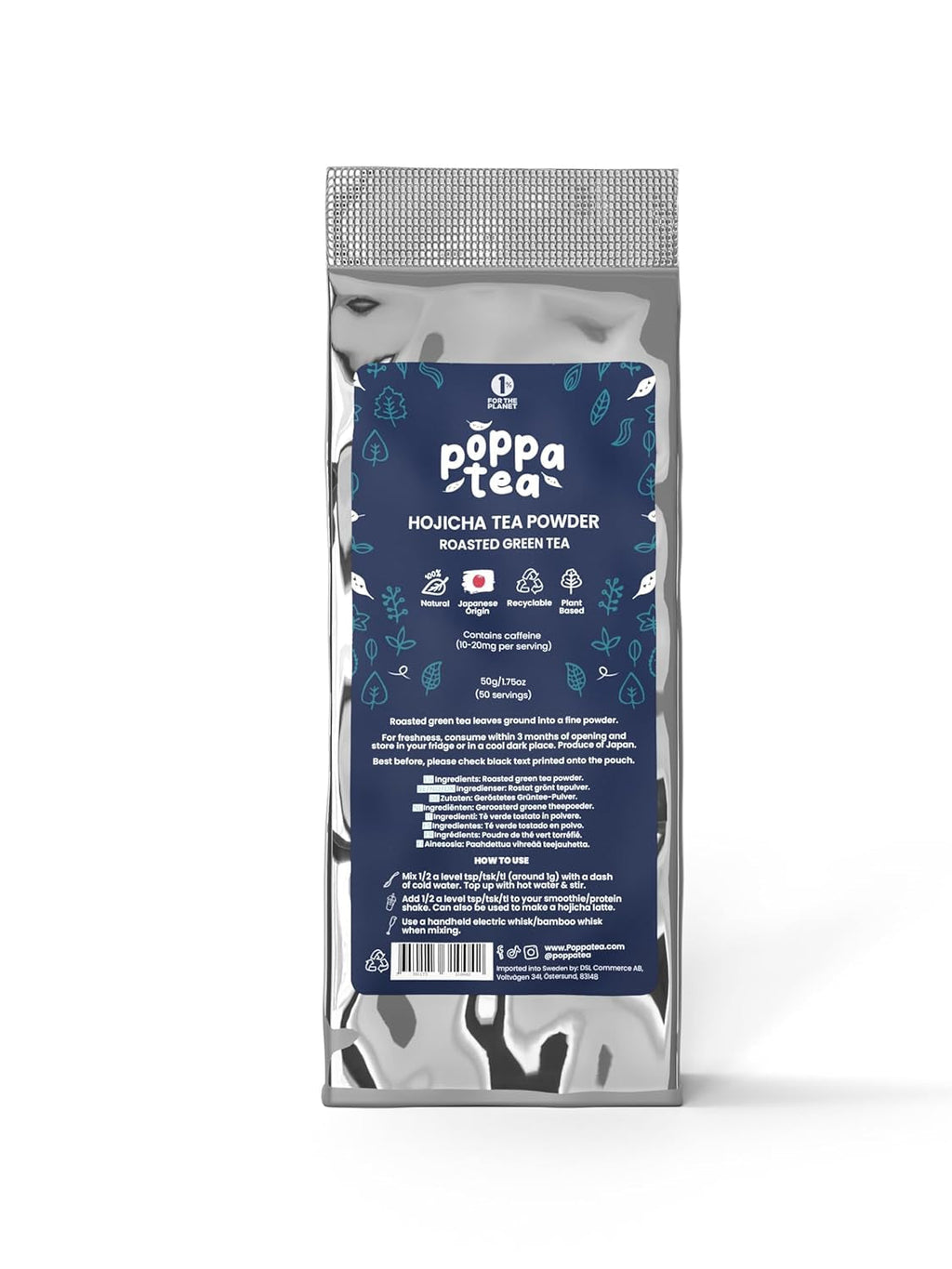 Poppatea Hojicha pudră de ceai - ceai verde prăjit (pungă de reumplere de 50 g)